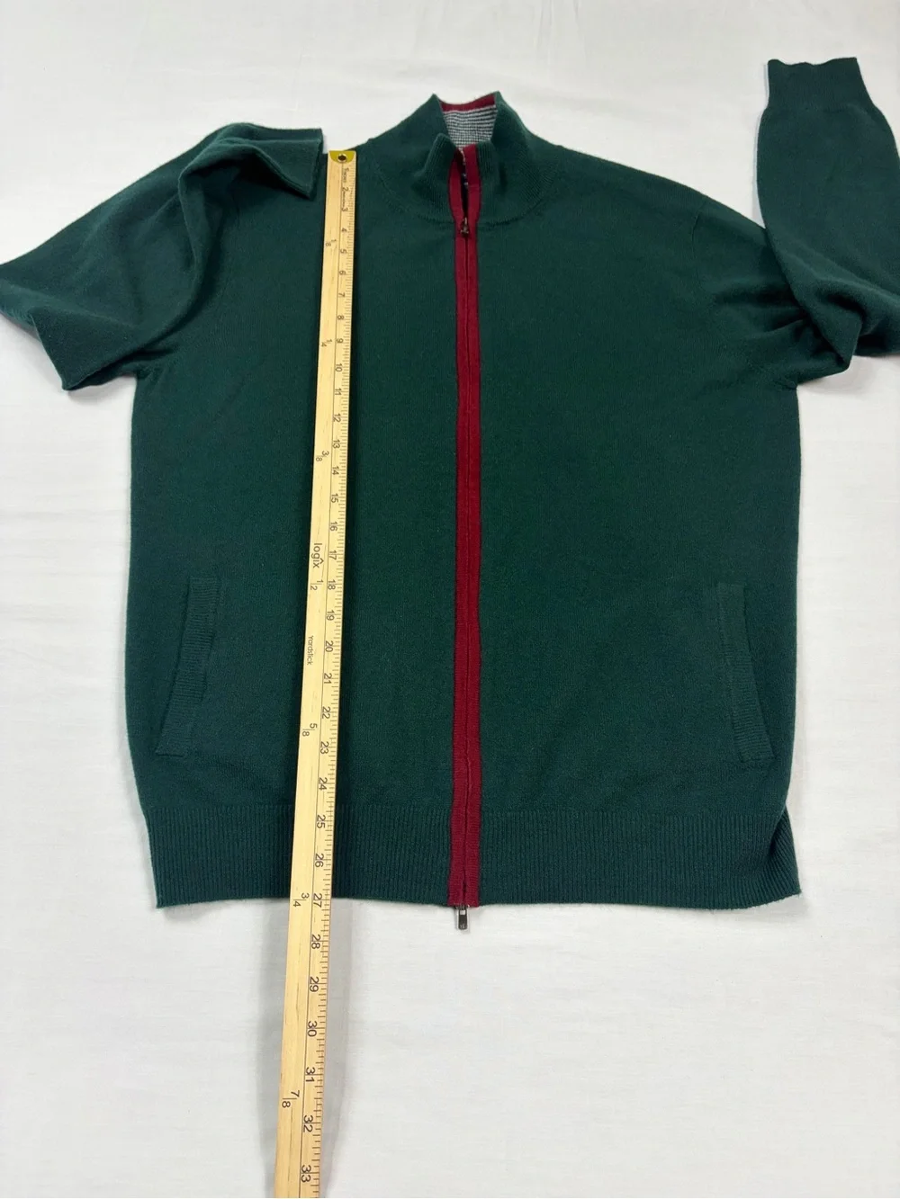 GOBI Mongolian Cashmere 2XL Forest Green Full Zip Mock Neck Sweater Cardigan